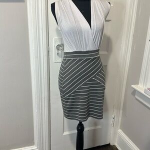 Small White And Grey Stripped Dress